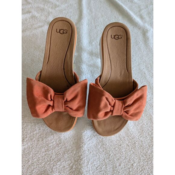 UGG Joan Vibrant Coral Clog Platfrom Slide Sandals  Sz 8 - Picture 8 of 9